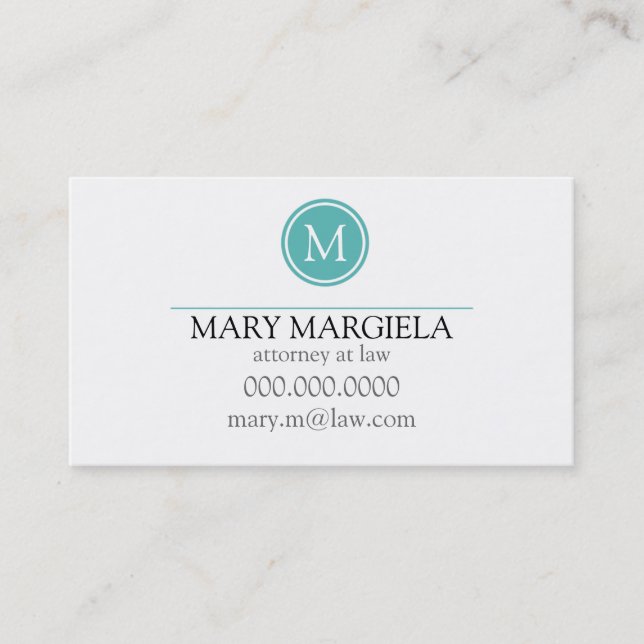 Pattern Monogram Business Card Blue) (Front)