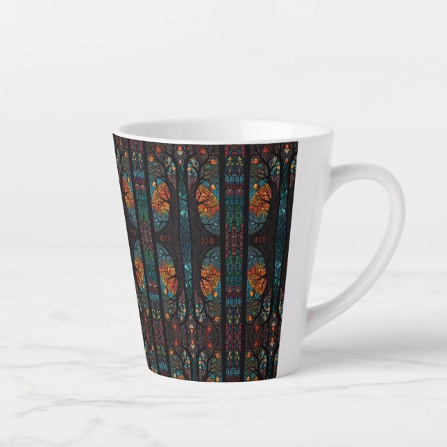 Pattern Mosaic Stained Glass  Latte Mug (Right)