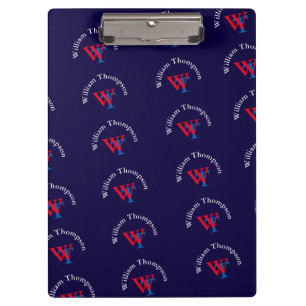 pattern name personalized red/blue monogrammed clipboard