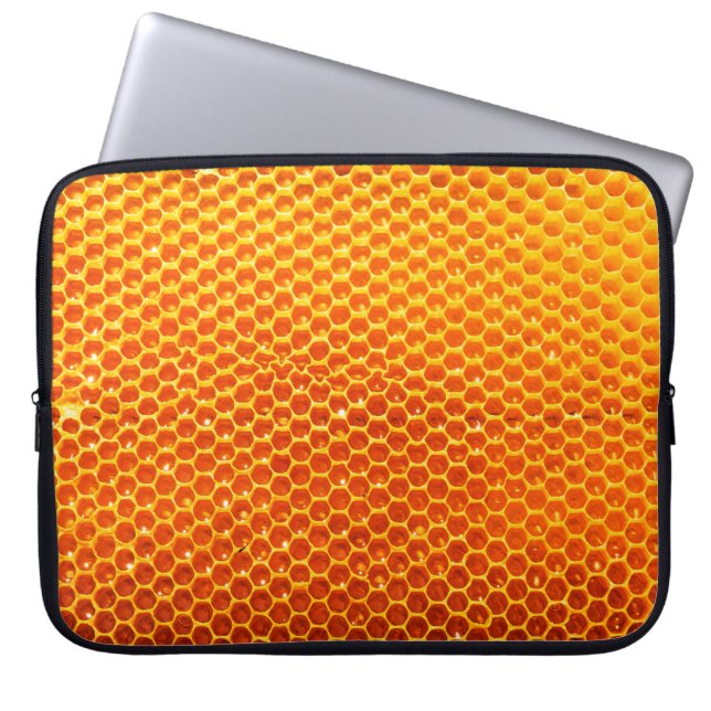 Pattern of a section of wax honeycomb from a bee h laptop sleeve (Front)