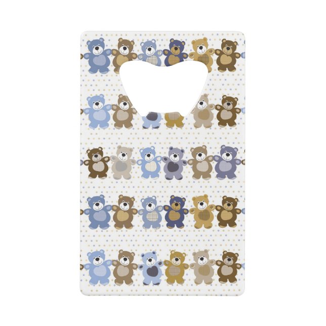 pattern of a toy teddy bear credit card bottle opener (Front)