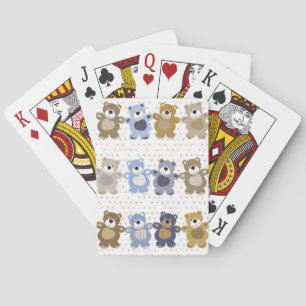 pattern of a toy teddy bear playing cards