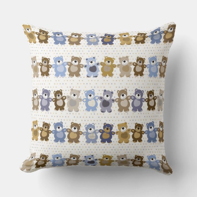 pattern of a toy teddy bear throw pillow (Front)