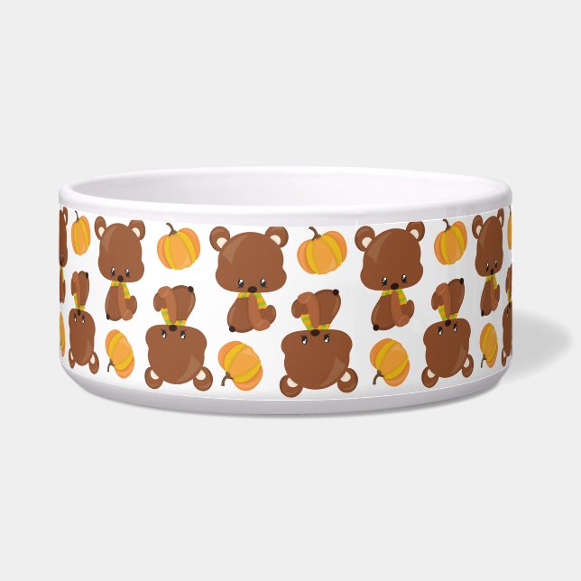 Pattern Of Bears, Cute Bears, Fall, Pumpkins (Front)