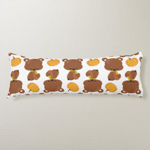 Pattern Of Bears, Cute Bears, Fall, Pumpkins Body Pillow