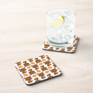 Pattern Of Bears, Cute Bears, Fall, Pumpkins Coaster