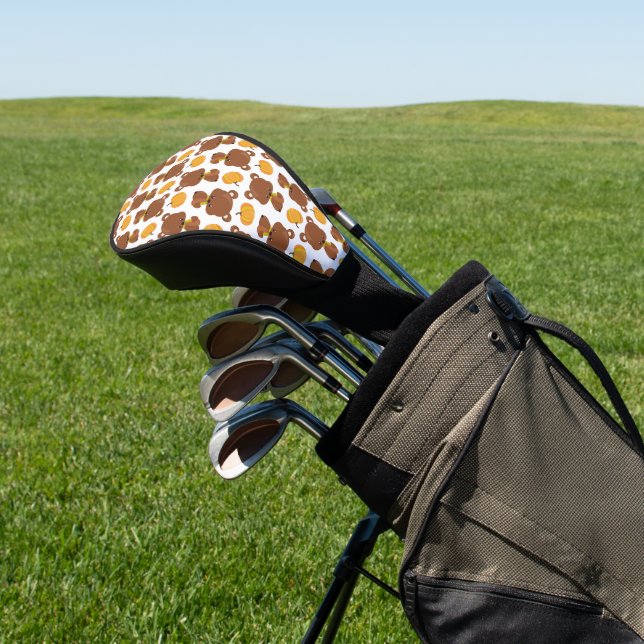 Pattern Of Bears, Cute Bears, Fall, Pumpkins Golf Head Cover (In Situ)