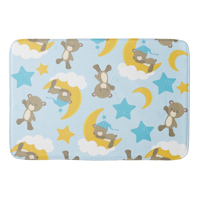 Pattern Of Bears, Cute Bears, Teddy Bears, Stars Bath Mat (Front)