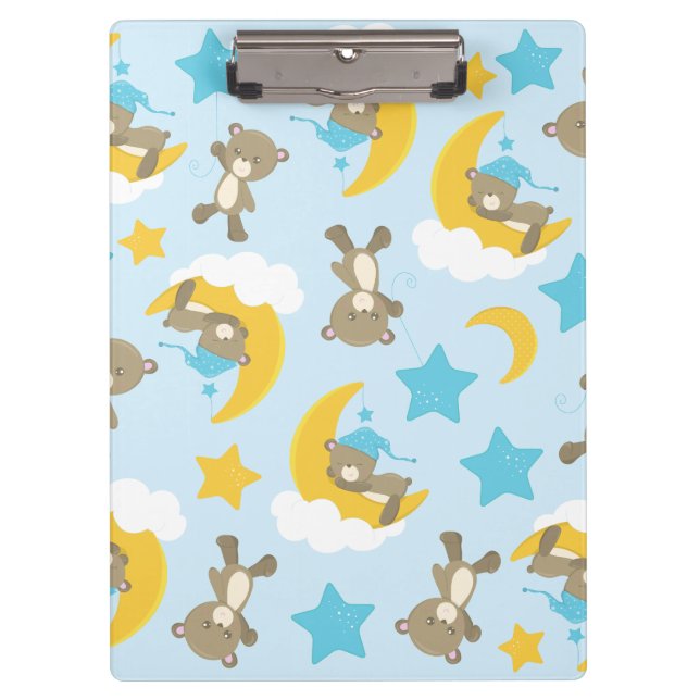 Pattern Of Bears, Cute Bears, Teddy Bears, Stars Clipboard (Front)