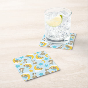 Pattern Of Bears, Cute Bears, Teddy Bears, Stars Square Paper Coaster
