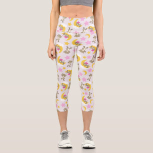 Pattern Of Bears, Teddy Bears, Cute Bears, Stars Capri Leggings