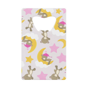 Pattern Of Bears, Teddy Bears, Cute Bears, Stars Credit Card Bottle Opener