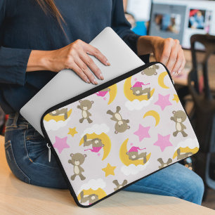 Pattern Of Bears, Teddy Bears, Cute Bears, Stars Laptop Sleeve