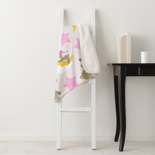 Pattern Of Bears, Teddy Bears, Cute Bears, Stars Sherpa Blanket (In Situ)