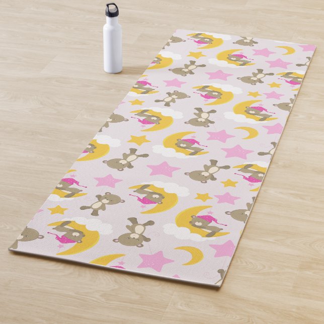 Pattern Of Bears, Teddy Bears, Cute Bears, Stars Yoga Mat (In Situ)
