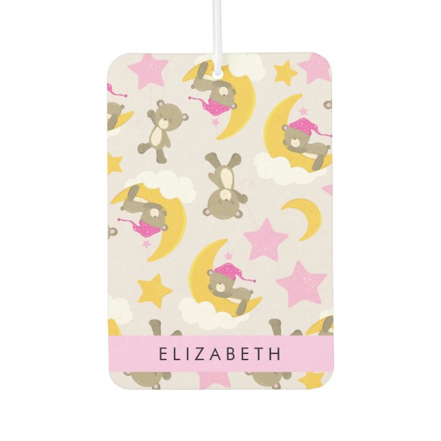 Pattern Of Bears, Teddy Bears, Stars, Your Name Air Freshener (Front)