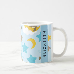 Pattern Of Bears, Teddy Bears, Stars, Your Name Coffee Mug