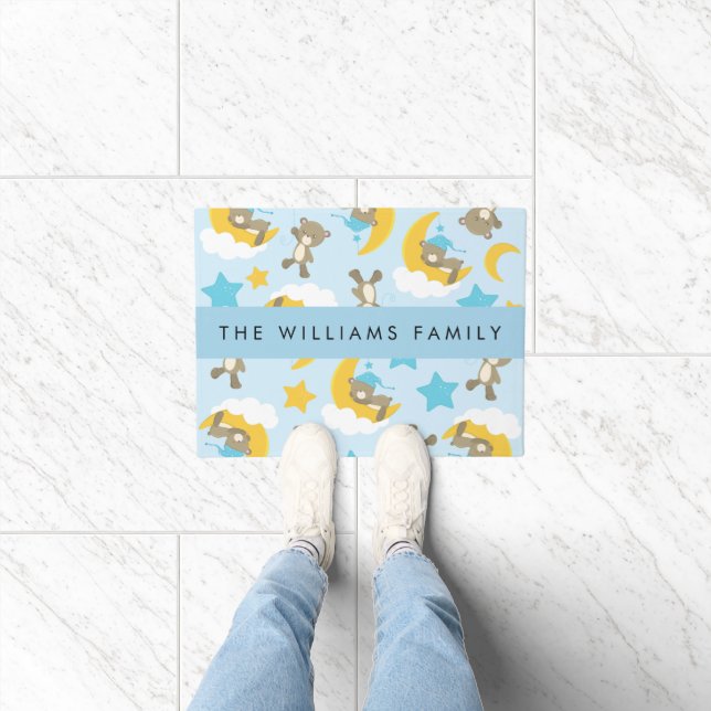 Pattern Of Bears, Teddy Bears, Stars, Your Name Doormat (Indoor)