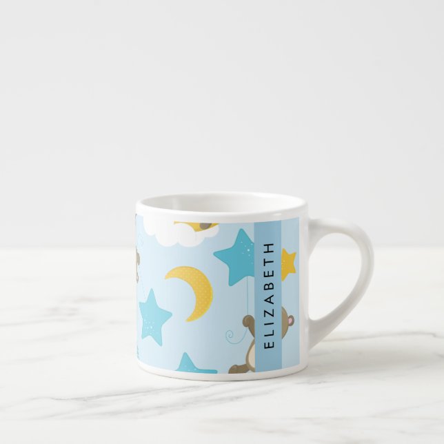 Pattern Of Bears, Teddy Bears, Stars, Your Name Espresso Cup (Right)