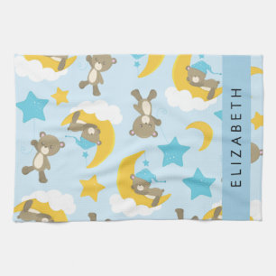 Pattern Of Bears, Teddy Bears, Stars, Your Name Kitchen Towel