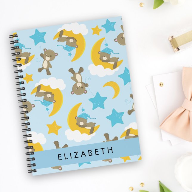 Pattern Of Bears, Teddy Bears, Stars, Your Name Notebook (Creator Uploaded)