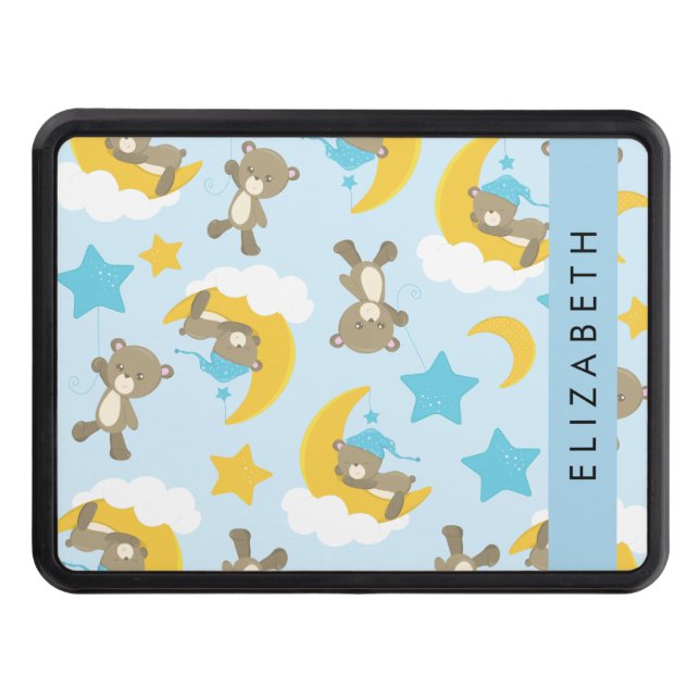 Pattern Of Bears, Teddy Bears, Stars, Your Name Trailer Hitch Cover (Front)