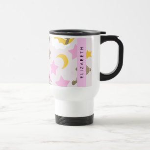 Pattern Of Bears, Teddy Bears, Stars, Your Name Travel Mug