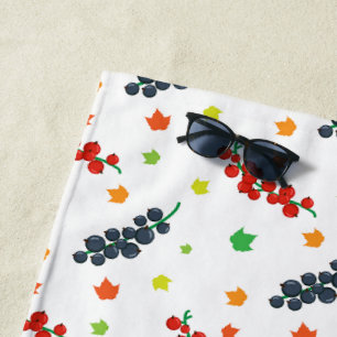 Pattern Of Berries, Redberry, Blueberry, Fruit Beach Towel