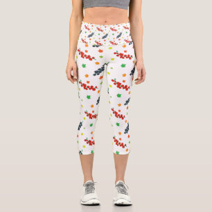 Pattern Of Berries, Redberry, Blueberry, Fruit Capri Leggings