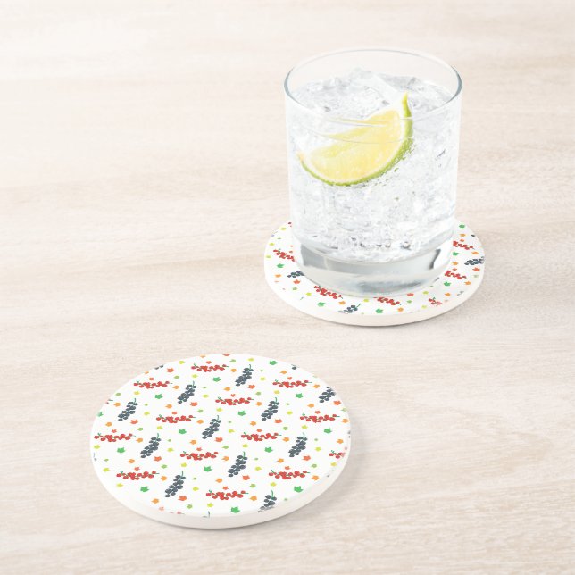 Pattern Of Berries, Redberry, Blueberry, Fruit Coaster (Side)