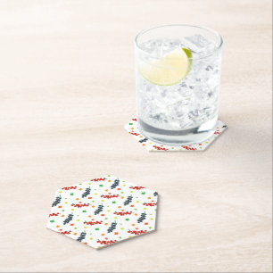 Pattern Of Berries, Redberry, Blueberry, Fruit Paper Coaster