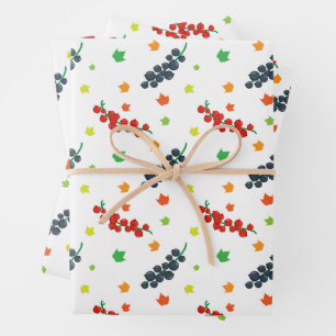 Pattern Of Berries, Redberry, Blueberry, Fruit Wrapping Paper Sheet