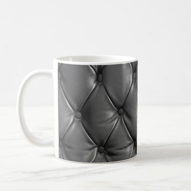 pattern of black genuine leather texture using as  coffee mug (Left)