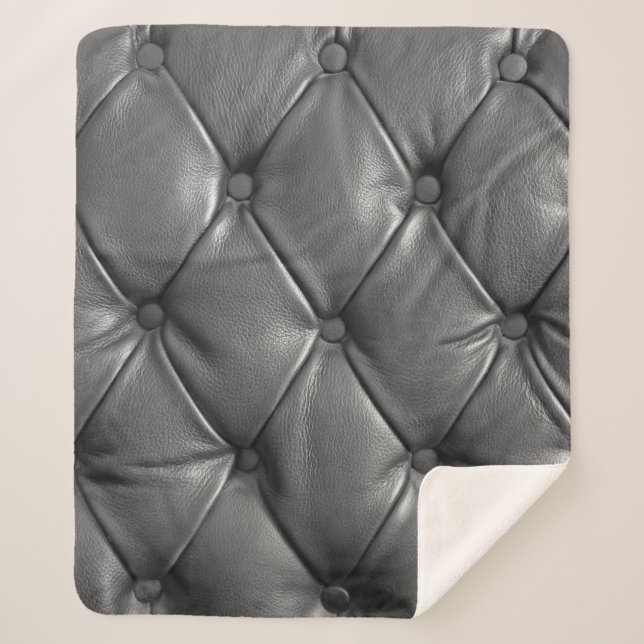 pattern of black genuine leather texture using as  sherpa blanket (Front)