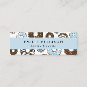 Pattern Of Blue Doughnuts, Cake Shop, Pastry Shop Mini Business Card