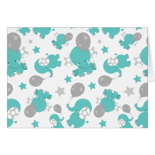 Pattern Of Blue Elephants, Cute Elephants, Stars