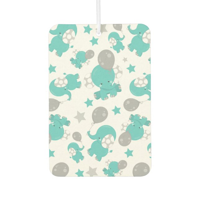 Pattern Of Blue Elephants, Cute Elephants, Stars Air Freshener (Front)
