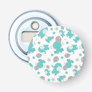 Pattern Of Blue Elephants, Cute Elephants, Stars Bottle Opener