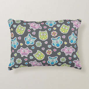 pattern of cartoon owls accent pillow
