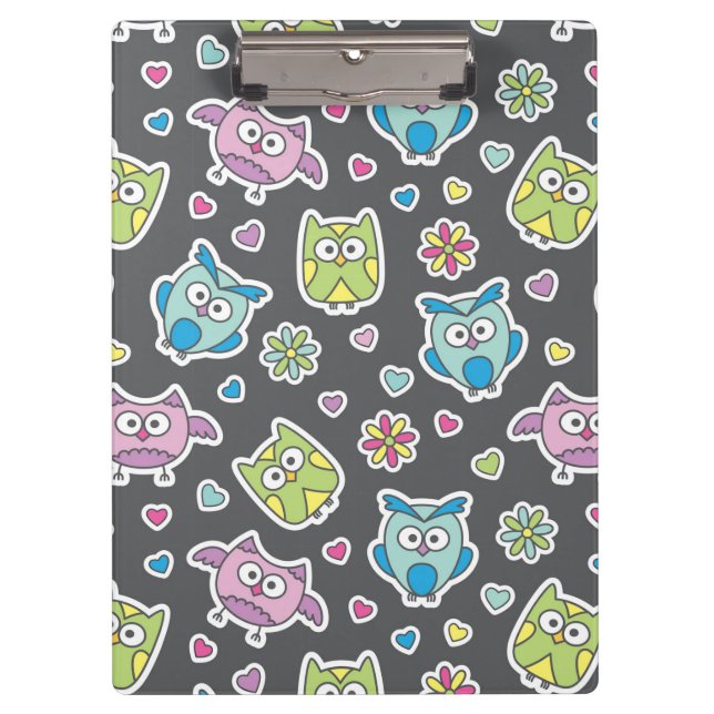 pattern of cartoon owls clipboard (Front)