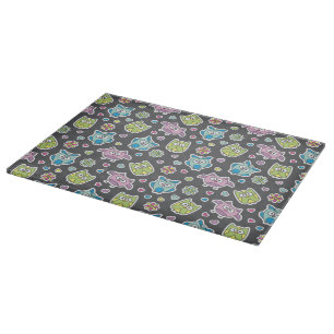 pattern of cartoon owls cutting board
