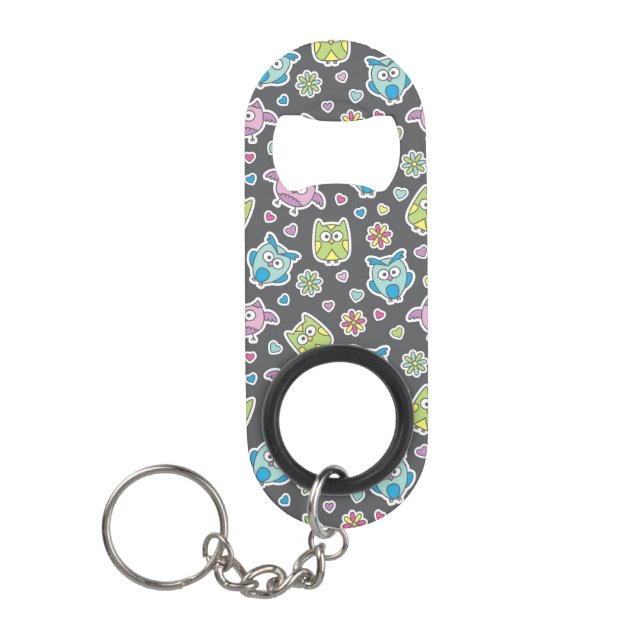 pattern of cartoon owls keychain bottle opener (Front)