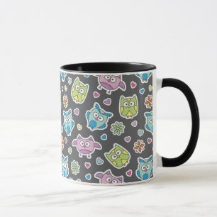 pattern of cartoon owls mug