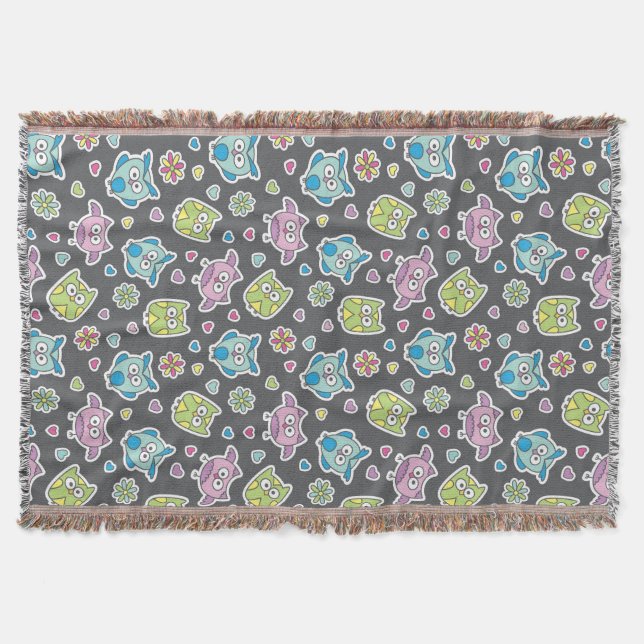 pattern of cartoon owls throw blanket (Front)