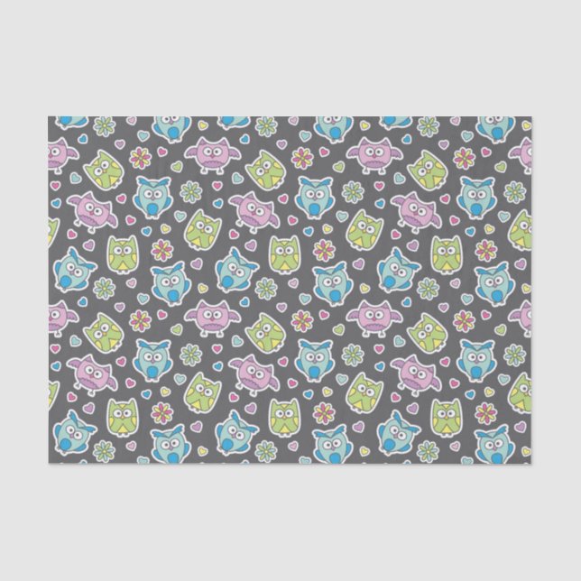 pattern of cartoon owls tissue paper (Front)