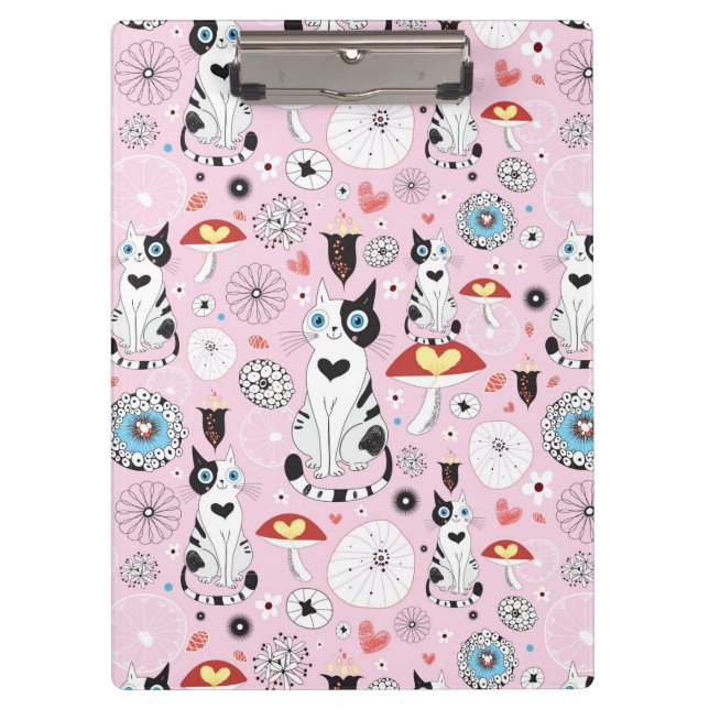pattern of cats and flowers clipboard (Front)