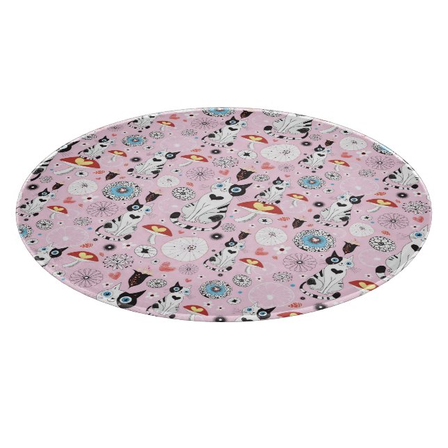 pattern of cats and flowers cutting board (Corner)