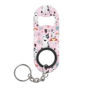 pattern of cats and flowers mini bottle opener