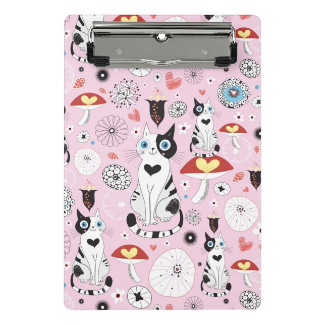 pattern of cats and flowers mini clipboard (Front)