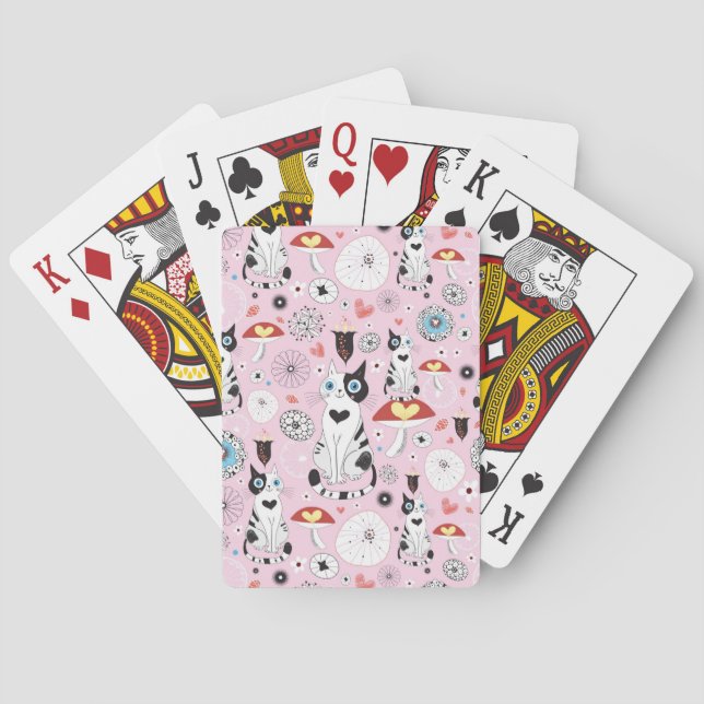pattern of cats and flowers playing cards (Back)